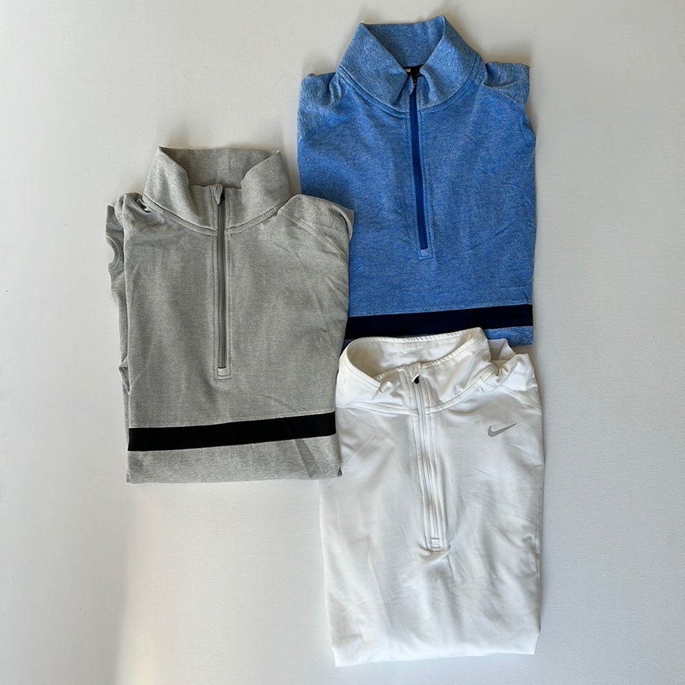 Mens Dri-Fit NIKE Running pullovers with mock neck and zipper (3- Bundle) NEW